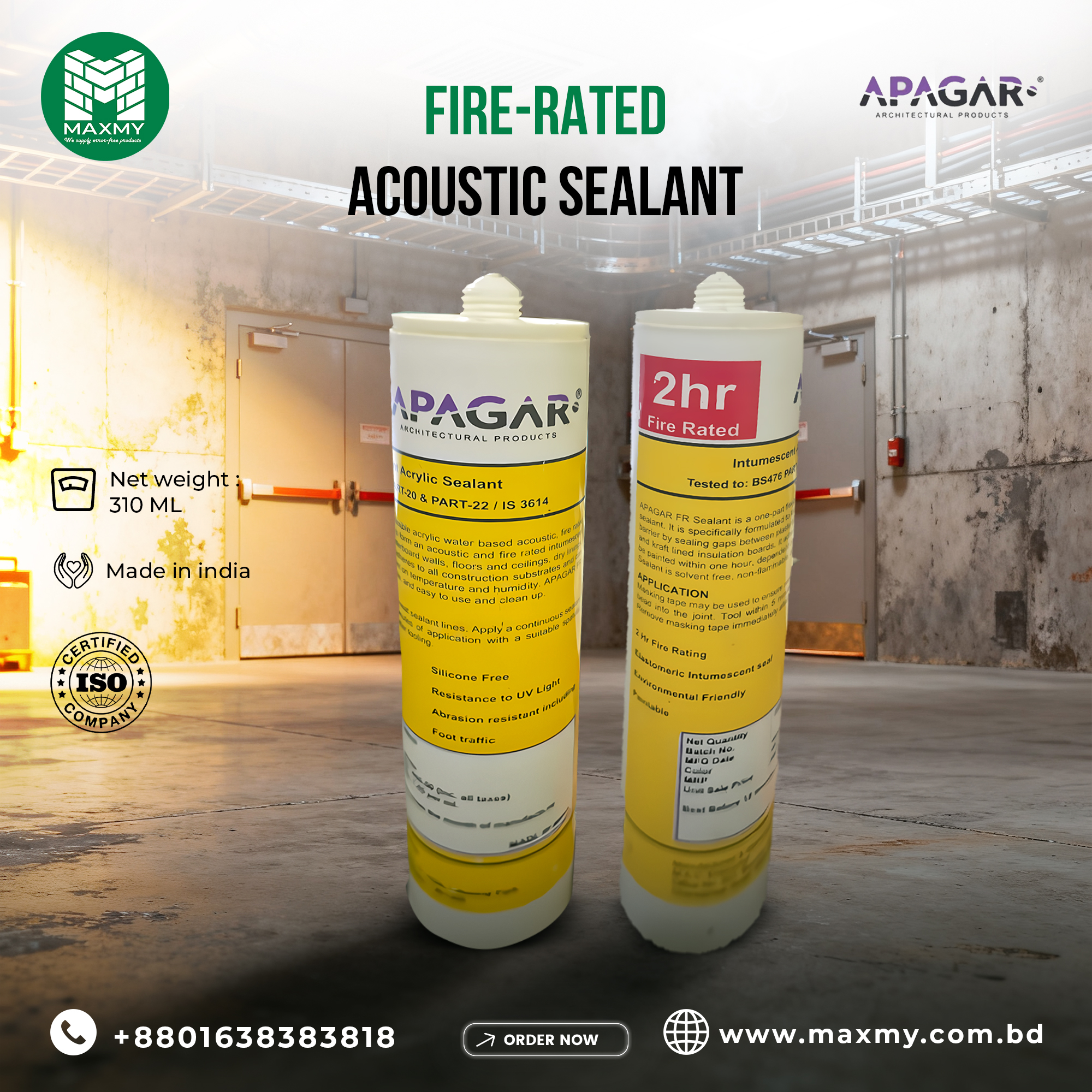 APAGAR 2HR Fire Rated Acoustic Sealant